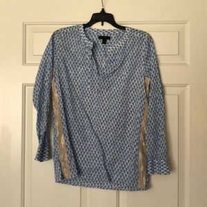 J Crew Blue Flower Patterned Blouse